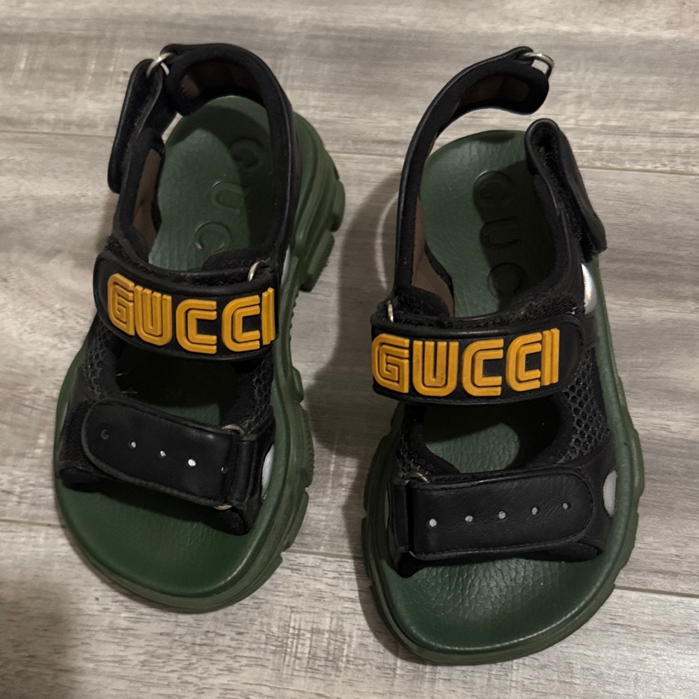Gucci Kids Black and Yellow Sandals